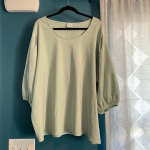 AVA & VIV light green quarter-length sleeve blouse